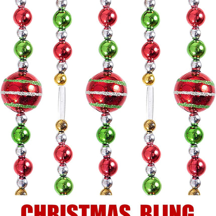 Klikel Christmas Acrylic Garland 10 Feet Long Red Green Gold and Silver