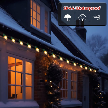 50 FT C9 LED Christmas Lights Outdoor with Clips, Large Bulb Christmas String Lights with Christmas Light Clips, Warm White Christmas Roofline Lights for House and Garden Xmas Decoration