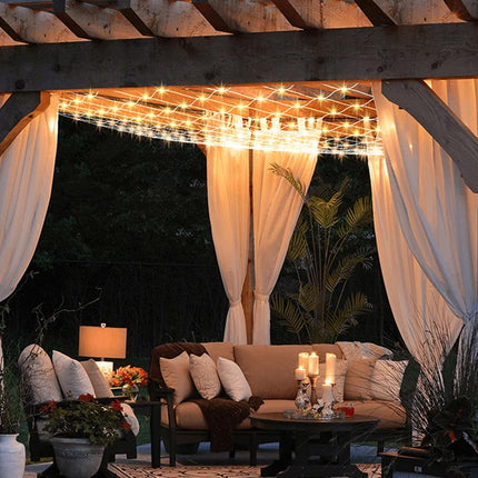 360 LED Net Lights 12FT x 5 FT Connectable Waterproof String Lights with 8 Modes Outdoor Indoor Christmas Decorations Xmas Party Yard Garden Decor Warm White