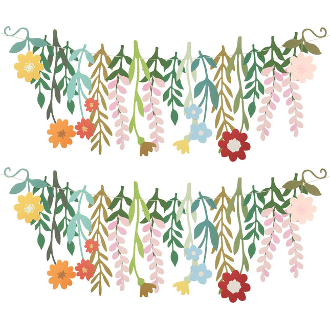 Yeaqee 2 Pcs Flower Banner Garland Double-Sided Colorful Waterproof Flower Birthday Party Decoration Paper Backdrop for Birthday Wedding Baby Shower(Colorful)