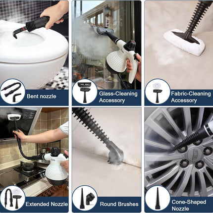 Handheld Steam Cleaner, Steamer For Cleaning, Multipurpose Portable Steam Cleaners For Home Use With Safety Lock And 10 Accessory Kit To Remove Grime, Grease, And More, Save Time And Effort