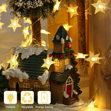 Merdeco Star String Lights, 16ft/5m 50 LED Plug in String Lights Warm White Fairy Lights for Christmas/Wedding/Party Indoor and Outdoor Decoration