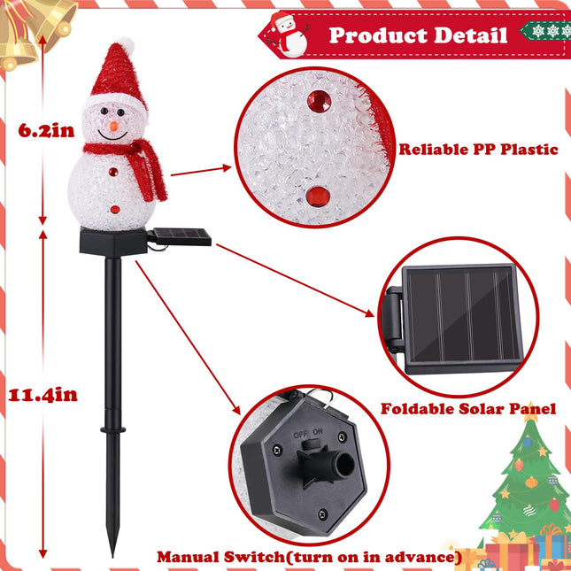 Solar Christmas Decorations Outdoor, 8PCS Snowman Shape Solar Christmas Stakes Lights, Christmas Pathway Lights for Christmas Yard, Garden, Patio Decor
