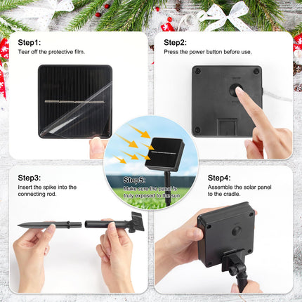 Solar Christmas Lights Outdoor Waterproof, Meteor Shower Lights Solar Powered, 16 Inches 8 Tube 288 LED Solar Icicle Tree Lights for Tree Bushes Holiday Parties Christmas Patio Decor, Pure White