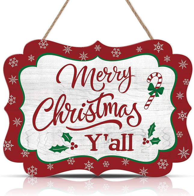 LHIUEM Vintage Merry Christmas Wooden Plaques Hanging Sign,Holiday Welcoming Front Door Signs Year Wooden Sign (11x8inch) Christmas Party Decorations For Home, Doors Decor