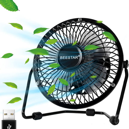 4 Inch Mini Fan With Metal Construction,Powerful Usb Powered,360° Rotation Desk Personal Cooling Usb Fans Small Quiet For Home