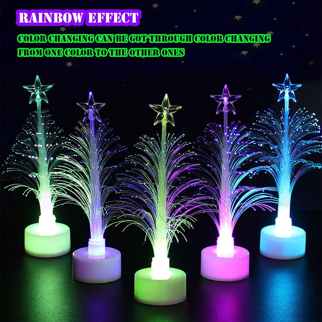 USB Power Muti-Colour Desk Glowing Fiber Optic LED Christmas Tree LED Light Glowing Lights for 5 INCH Mini 7 Colors with Top Star Light Christmas Xmas Holiday Decoration