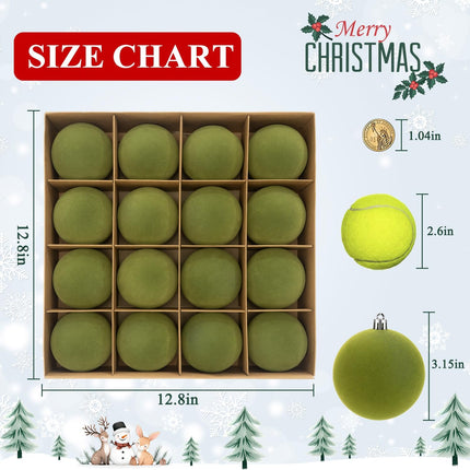 3.15" Green Velvet Christmas Ball Ornaments Set, 16 pcs Flocked Green Xmas Tree Decoration, Large Shatterproof Decorative Hanging Balls for Party Holiday Wreath Garland Home Décor