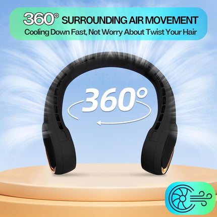 Neck Fan, Portable Bladeless Neck Fans, Upgrade 360° Airflow, Super Quiet, 3 Speeds, 4000Mah Personal Wearable Neck Fan, Upgraded