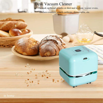 White Elephant S, Mini Desk Vacuum Cleaner, Rechargeable Desktop Vacuum Sweeper With Usb Brush As Present To Suck Up Fine Particle Bread Crumbs Dust Ash Pet Fur Eraser Wasteblue