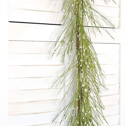 idyllic 4FT Garland with Artificial White Berries, Pine Needles Fake Hanging Vine Plant for Home Decoration
