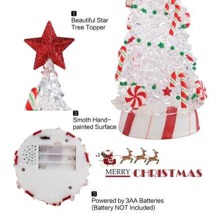 Acrylic Christmas Tree Light Up, Christmas Tree with LED Lights and Christmas Music, Tabletop Decor for Xmas Decoration Indoor Home Party Supplies,13 inches