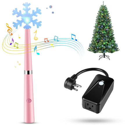 Magic Light Wand, Wireless Remote Control Outlet for Christmas String Lights and Decorations Lights, Remote Magic Wand Switch Kit with Music, Ideas for Kids/Friends/Family (Pink)