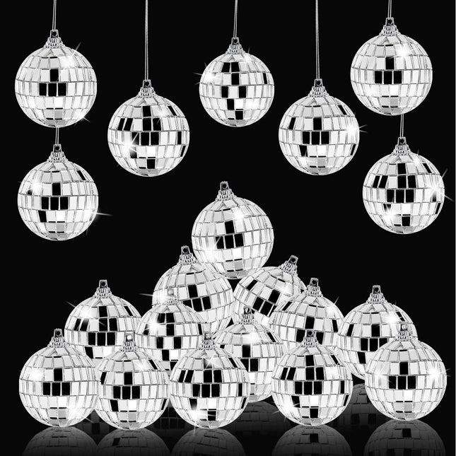 24 Pcs Disco Balls Decor - 1.57 Inch Reflective Mirror Disco Ball, 70s Disco Themed Party Decoration, Mini Table Decoration for Christmas Tree Dance Music Festive Decor