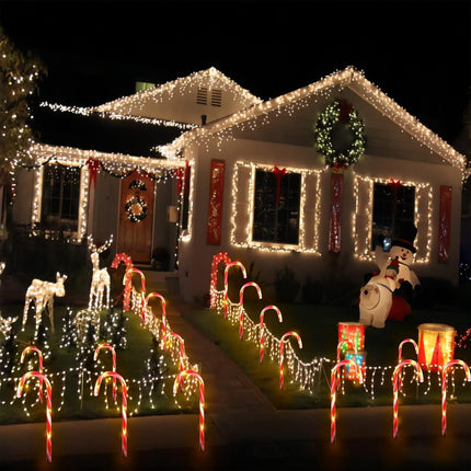 24 Pack d Solar Christmas Candy Cane Lights Waterproof, Christmas Lights Outdoor Pathway Stake Lights with 8 Modes, Solar Lights for Outside Yard Walkway Garden Christmas Decorations