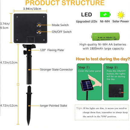 Solar String Lights Outdoor Waterproof 2PK 200LED 66FT Twinkle Lights Solar Powered LED Light Green Wire with 8 Modes for White Christmas Lights Tree Party Wedding Garden Decorations (Warm White)