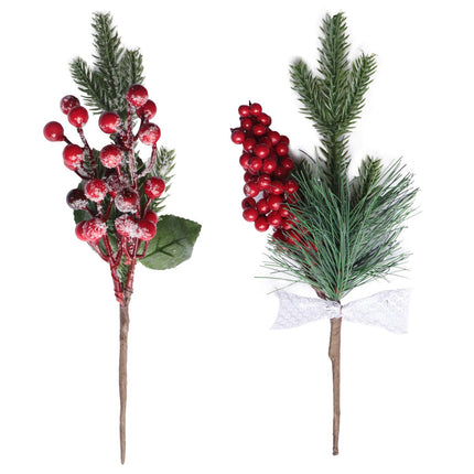 14PCS Artificial Berry Picks, Christmas Pine Picks with Red & White Berries Pine Cones for Christmas Decorations DIY Crafts Wrapping Flower Arrangements Wreaths Holiday Floral Snowy Picks (14)