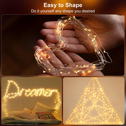 4 Pack Solar Fairy Lights 131.2Ft 400 LED, Outdoor Twinkle Lights with 8 Modes, Waterproof Silver Wire String Lights for Garden Patio Party Weding Decorations (Warm White)