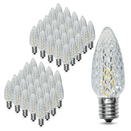 50Pack C9 Replacement LED Light Bulbs, Strawberry Christmas Bulb 2700K Soft White Shatterproof & Waterproof Outdoor String Light Bulbs, E17 Candelabra Base Edison Bulbs for Holiday Decoration