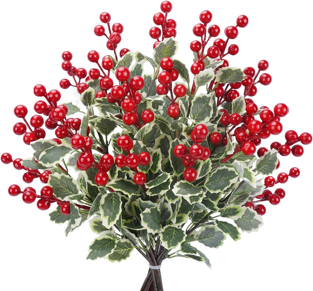 12 Pcs Christmas Artificial Holly Berry Stems 17.7'' Artificial Christmas Red Berries Picks Artificial Christmas Flowers for Christmas Tree Christmas Wreath Party Holiday Decoration