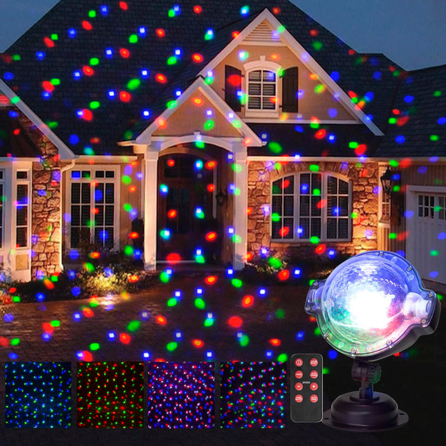 EAMBRITE Christmas Projector Lights with Remote Rotating Falling Snow Projector Show Moving Points Landscape Projection Lights for House Yard Garden Club Pub Outdoor Xmas Decorations