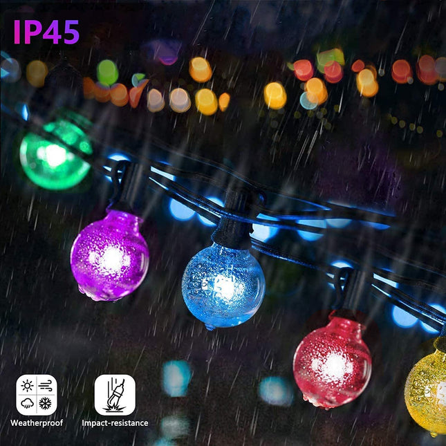 Afirst Colored Outdoor String Lights 25FT - 27 LED Bulbs Waterproof Shatterproof Multicolor Patio Lights Decorative String Lights for Holiday Party