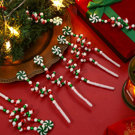Huwena 36 Pcs 8.7 Inch Christmas Picks Bells Curly Pick Candy Lollipop Box Christmas Tree Picks for Christmas Tree Decorations Home Office Vase Ornaments Party (Red, White, Green,Lollipop)