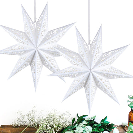 Christmas Star Paper Lantern with Fairy Lights – Hanging Lighted Paper Star Lampshade for Indoor Holiday & Party Decorations, Home & Window Décor