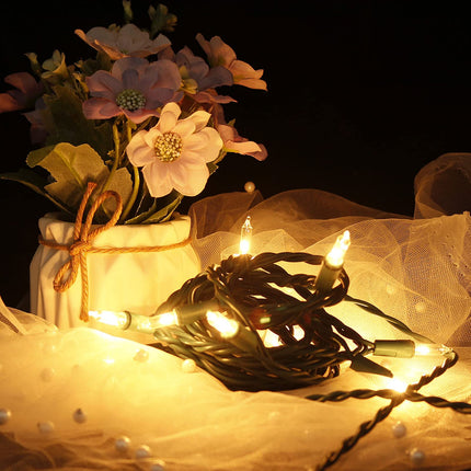 Christmas Lights 8.6Ft 10 Counts Classic String Lights Green Wire Warm White Incandescent Mini Lights for Indoor and Outdoor Christmas Decorations Connectable