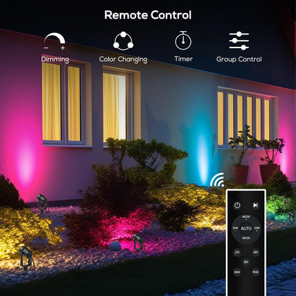 SUNTHIN Outdoor Landscape Lighting with Remote, RGBW Color Changing Spot Uplights,6 Pack