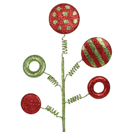 MANMAOHE 6 PCS 16.5 Inch Glitter Christmas Picks and Sprays Christmas Candy Stems Peppermint Lollipop Picks Christmas Tree Topper Christmas Floral Stems for Christmas Tree Home Decoration(Green)