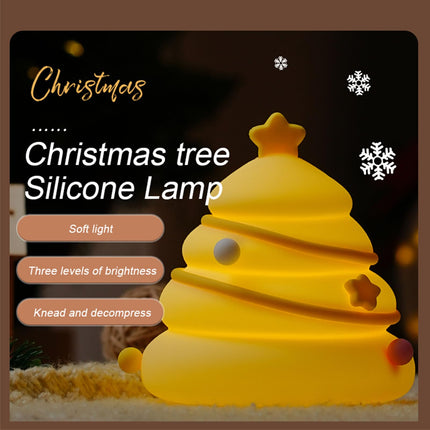 HAPPYBAG Christmas Tree Silicone Night Light LED Squishy Nursery Toddler Rechargeable Night Light,Cute Stuff for Baby,Kids,Toddlers lamp,Kawaii Room Décor