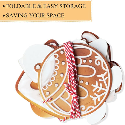 Uniwish 2 Pack Gingerbread Theme Garland Banner Christmas Hanging Decorations Tree Ornaments Christmas Bunting Banner for Xmas Party Holiday Home Wall Decor