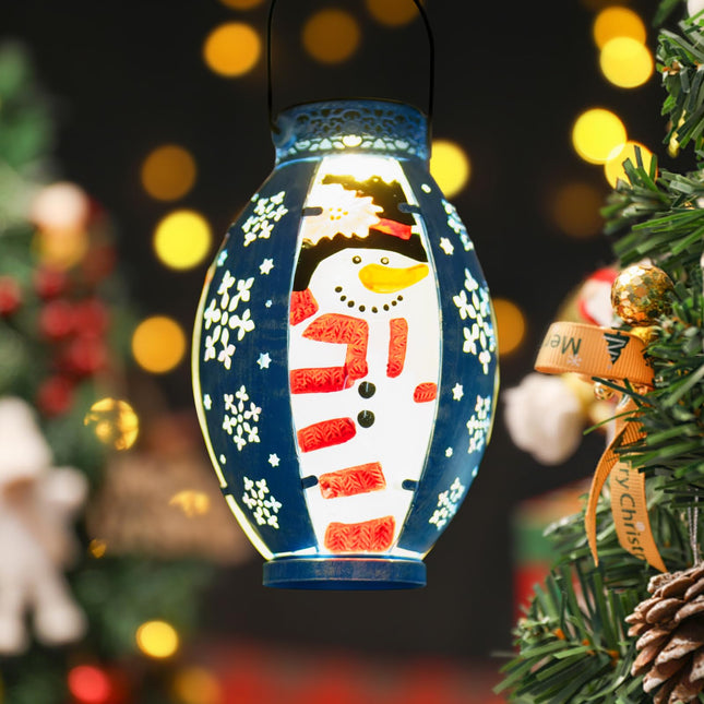 Solar Christmas Decorations Outdoor Yard Snowman Lantern, Hanging Christmas Decorations Solar Powered Lantern, Christmas Solar Lanterns Waterproof Winter Decor