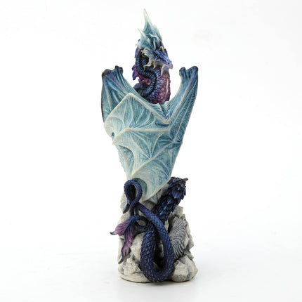 Veronese Design Resin Statues Andrew Bill Silent Watcher Hand Painted Indigo Dragon Statue