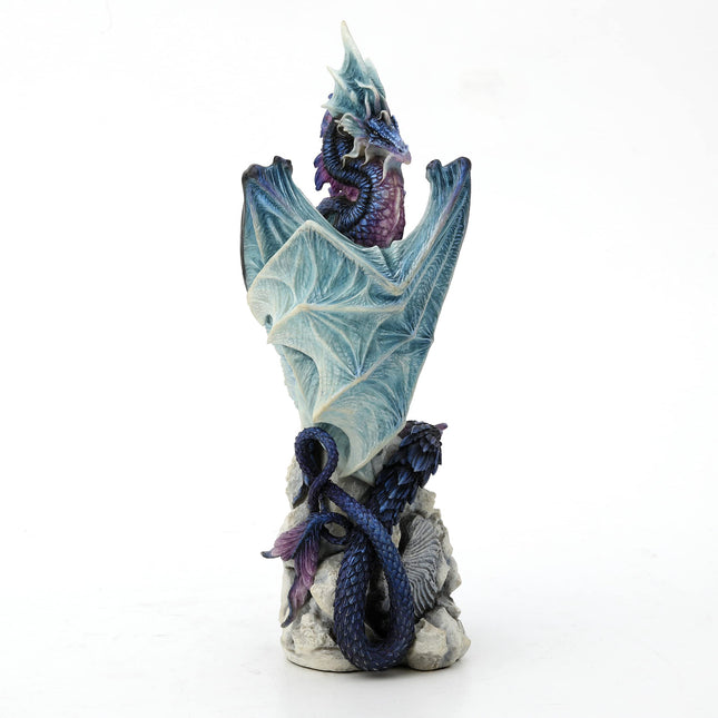 Veronese Design Resin Statues Andrew Bill Silent Watcher Hand Painted Indigo Dragon Statue