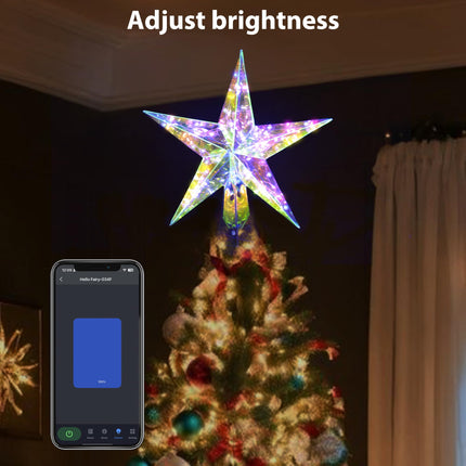 Christmas Star Tree Topper, 10” 50LEDs Smart Lighted Christmas Tree Topper RGB Treetop App Control USB Powered Xmas Music Sync Tree Top for Christmas Tree Holiday