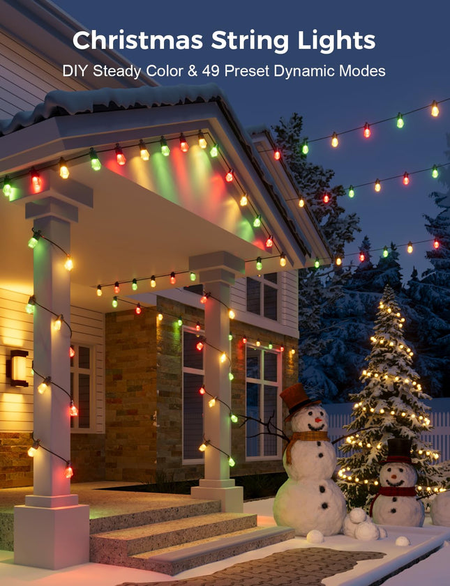 XMCOSY+ 96FT Smart Outdoor String Lights - RGBCWIC Dimmable Acrylic Bulbs, Color Changing LED Patio Lights APP WiFi Control, Work with Alexa, IP65 Waterproof Outdoor Lights for Backyard Porch