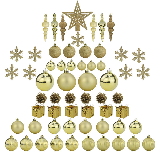 Sunnyglade 60ct Gold Christmas Tree Ball Ornaments Set Shatterproof Christmas Bling-Bling Hanging Decoration with Hand-held Package for Xmas Tree Holiday Wedding Party (Gold)