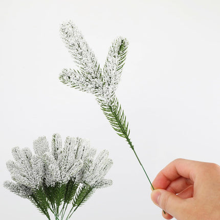 120 Pcs Artificial Pine Needles Branches Snowy Pine Branches for Christmas Tree, Vase, Wreath, Garland, DIY Crafts, Home Decor, Merry Christmas Wreath, Xmas Wreath for Home Decoration, Artifi