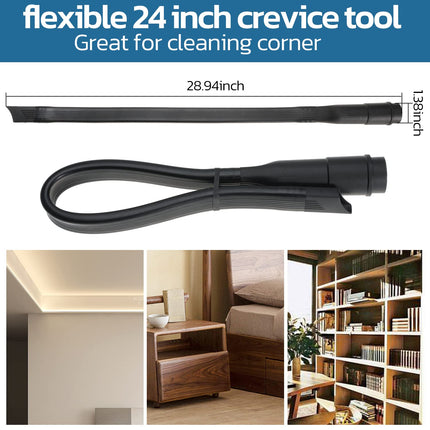 Frtzal 10Pcs Black Vacuum Cleaner Accessories, Vacuum Hose Adapters And Flexible Crevice Tool For 114 Inch And 138 Inch Vacuum Cleaners Hose Set