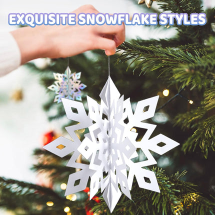 Christmas Snowflake Decorations Indoor, 24PCS 3D Paper Snowflakes Hanging Ornaments White Snowflake Garlands for Xmas Christmas Winter Wonderland Holiday Year Party Home Decorations