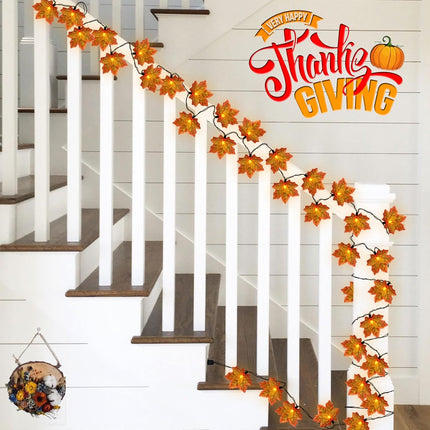 SUNSGNE Fall Lights Thanksgiving String Lights, 13.6FT 35LED Orange Leaf Lights Plug-in Fall String Lights for Thanksgiving Friendsgiving Harvest Autumn Fall Party Indoor Bedroom Home Decorations