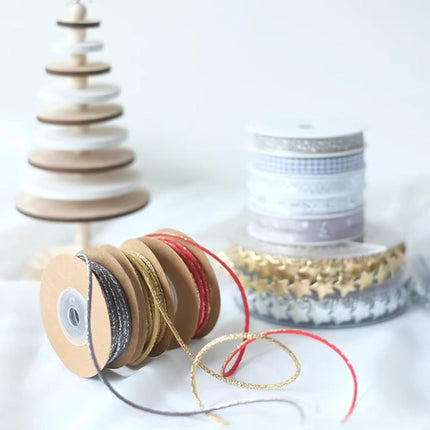4 roll Christmas Ribbon 2mm Width Xmas Tree Trim Garland Rope Wrapping Ribbon for Craft Projects Party Wedding Home Decorations (Metallic Glitter Rope)