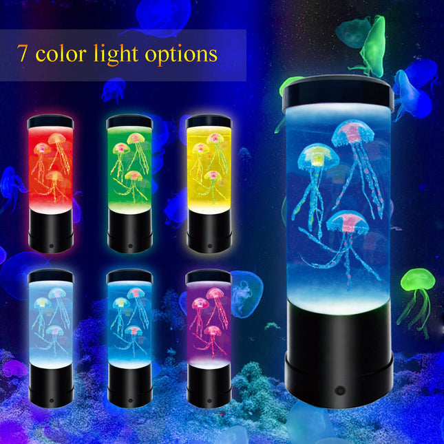 Jellyfish Lamp,7 Color Changing Aquarium Light,USB/Battery Bubble Jellyfish Night Light,Desk Mood Lamp for Home Bedroom Room Office,Tower Jelly Fish Light Lamp Present Decor for Kids Girls Adults Boys