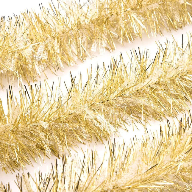 SANNO 32.8ft Christmas Tinsel Garland, ThickTinsel Xmas Party Metallic Tinsel Twist Garland Christmas Tree Ornaments Home Party Classic Hanging Decorations，Gold Snowflake spot