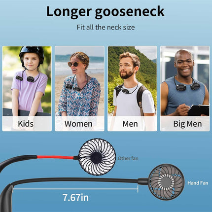 Handfan Portable Neck Fan, 4 Turbine Drive Personal Fan Rechargeable, Battery Operated Wearable Necklace Fan, 6 Speeds, 40Db Low