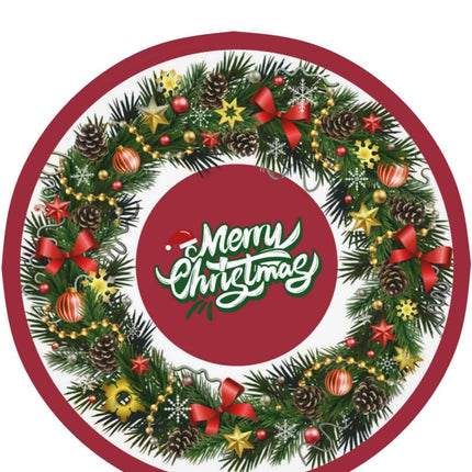 Merry Christmas Round Tablecloths 70 Inch Christmas Garland Tablecloth Winter Xmas Ribbon Tablecloths Polyester Washable Fabric Farmhouse Decorative for Holiday Home Kitchen Dining Party