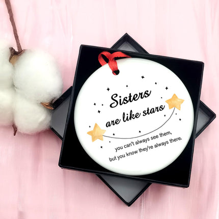 Sisters Are Like Stars Ceramic Ornaments, Sisters Birthday s, Sisters Keepsake, Christmas Tree Ornaments, Christmas Ornaments, Adorable Ceramic Christmas Ornaments - Perfect for Giving