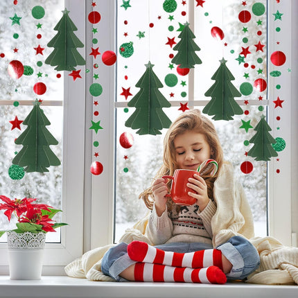 Christmas Decorations,3D Christmas Tree Paper Streamers Party Banner Garland Christmas Party Decorations Hanging Decor,Christmas Party Home Office Decorations Party Supplies